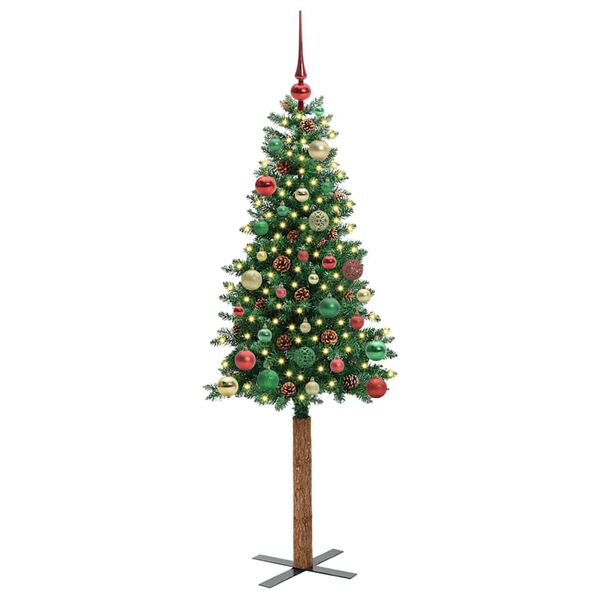 vidaXL Slim Christmas Tree Green 150 cm PVC and Solid Pine wood