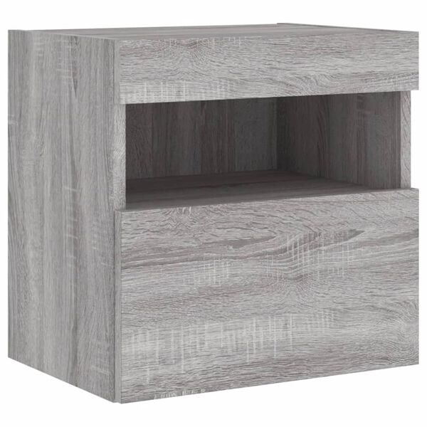 vidaXL TV Wall Cabinet with LED Lights Grey Sonoma 40x30x40 cm