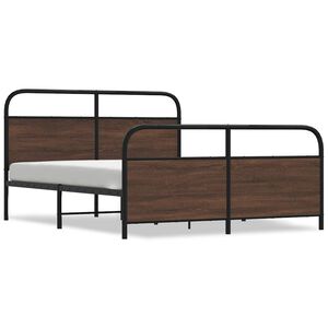 vidaXL Metal Bed Frame without Mattress Brown Oak 160x200 cm