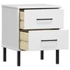 vidaXL Bedside Cabinet with Metal Legs White Solid Wood Pine OSLO