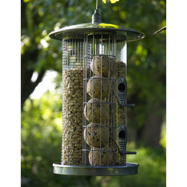 dobar 3-Chamber Bird Feeder Silver