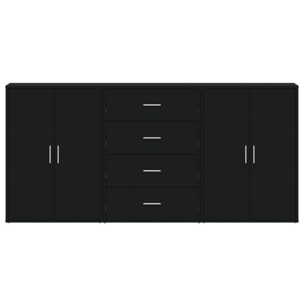 vidaXL Sideboards 3 pcs Black 60x31x84 cm Engineered Wood