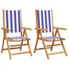 vidaXL Folding Chairs 2 pcs Blue&White Solid Wood Acacia&Fabric