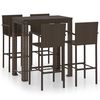 vidaXL Garden Bar Set | Brown | PE rattan | 5 Piece Set | Footrest