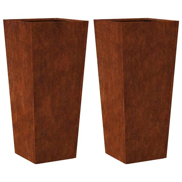 vidaXL Garden Planters 2 pcs 35x35x75 cm Weathering Steel