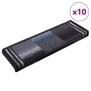 vidaXL Stair Mats Self-adhesive 10 pcs 65x21x4 cm Black and Grey