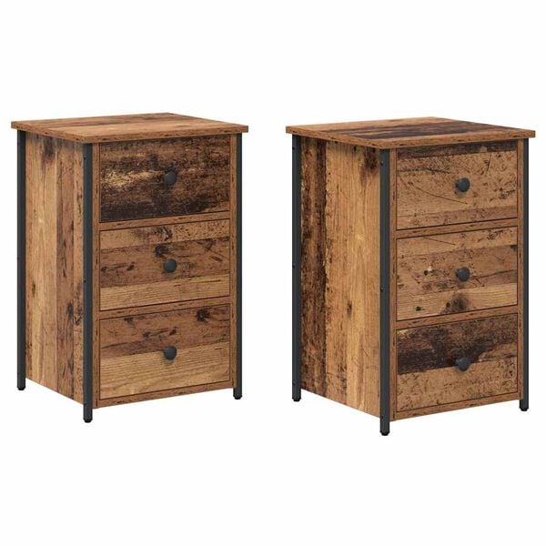 vidaXL Bedside Cabinet 2 pcs Brown 40 x 36 x 60 cm Solid Reclaim Wood