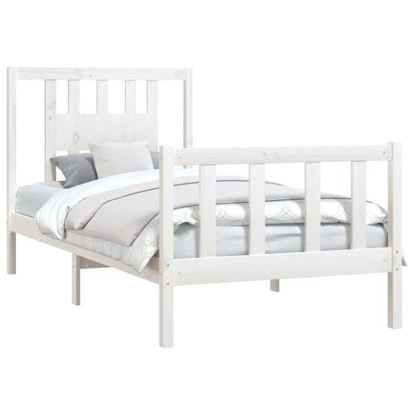vidaXL Bed Frame without Mattress White Solid Wood Pine 90x200 cm