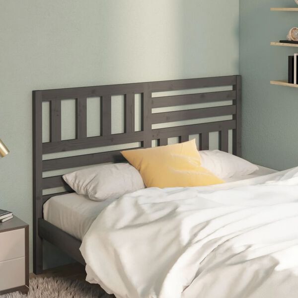 vidaXL Bed Headboard Grey 146x4x100 cm Solid Wood Pine