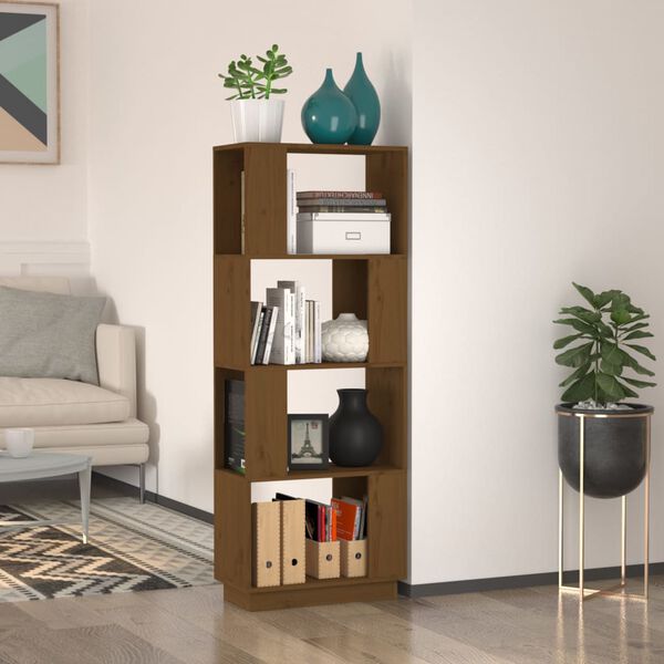 vidaXL Book Cabinet/Room Divider Honey Brown 51x25x132 cm Solid Wood Pine