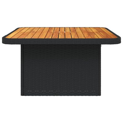 vidaXL Garden Table Black 80x80x71 cm Poly Rattan and Acacia Wood