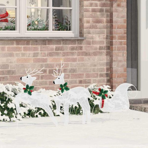 vidaXL LED Reindeers 3 pcs Cold White Fabric