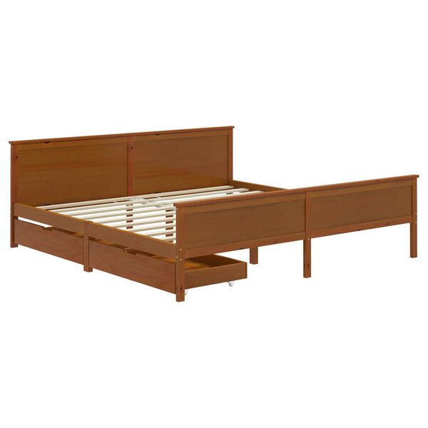 vidaXL Bed Frame without Mattress Honey Brown Solid Wood 180x200 cm Super King