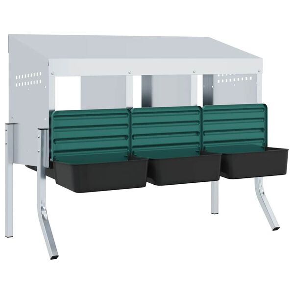 vidaXL Chicken Nesting Box 3 Compartments with Legs Galvanised Steel
