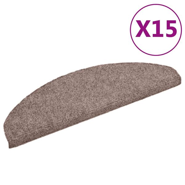 vidaXL Stair Mats Self-adhesive 15 pcs 65x21x4 cm Light Brown Half Round Large