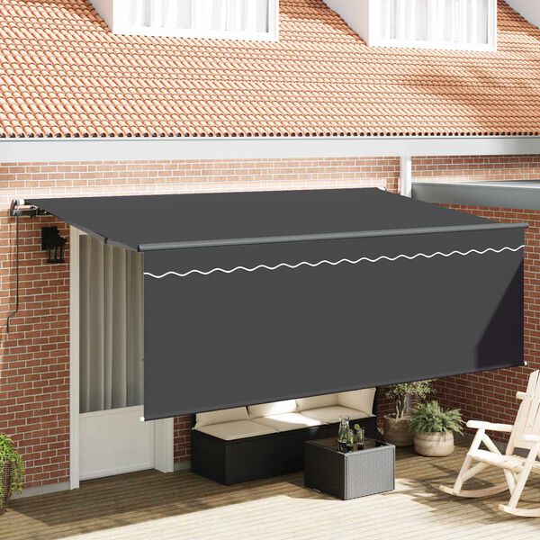 vidaXL Retractable Awning Retractable Manual Anthracite 400 x 200 cm