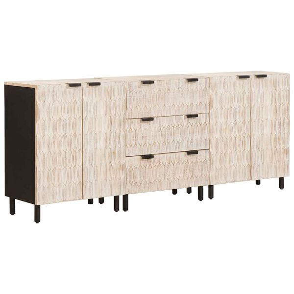 vidaXL Sideboard White Wash Finish Solid Mango Wood