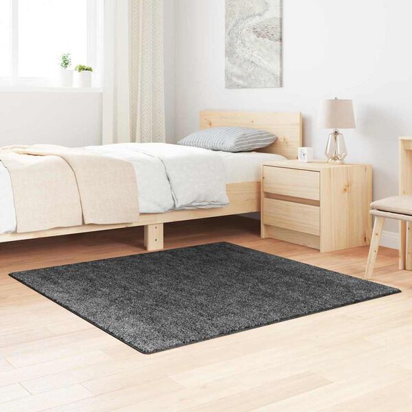 vidaXL Anti-slip Shaggy Rug Dark Grey 120 x 120 cm PP