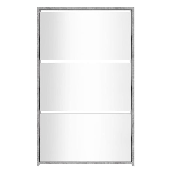vidaXL Shoe Cabinet with Mirror 3-Layer Grey Sonoma 63x17x102.5 cm