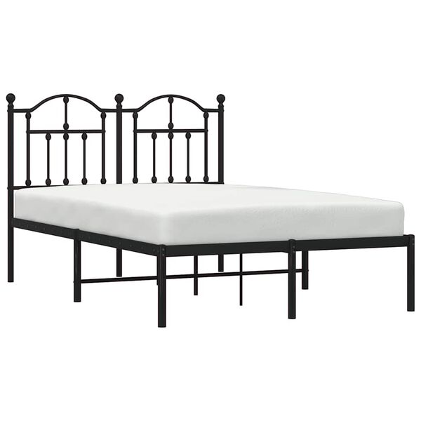 vidaXL Metal Bed Frame without Mattress with Headboard Black 120x200cm