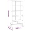 vidaXL Bookcase OTTA with 2 Drawers Brown and White Solid Wood Pine
