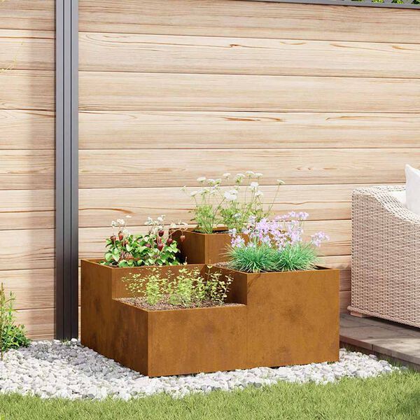 vidaXL Garden Planter Rusty 100 x 100 x 48 cm Weathering Steel