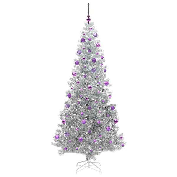 vidaXL Christmas Tree with 300 LEDs with Stand Silver 210 cm PET