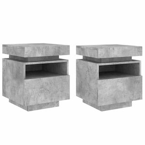 vidaXL Bedside Cabinets with LED Lights 2 pcs Concrete Grey 40x39x48.5 cm