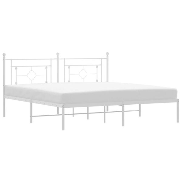 vidaXL Metal Bed Frame without Mattress with Headboard White 183x213cm