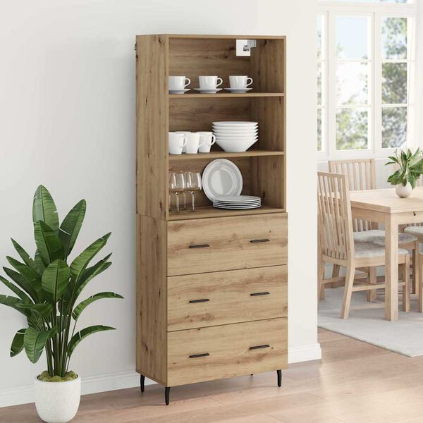 vidaXL Highboard with Drawer Artisan Oak 69.5 x 34 x 180 cm