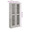 vidaXL Vitrine Cabinet Concrete Grey 82.5x30.5x185 cm Engineered Wood