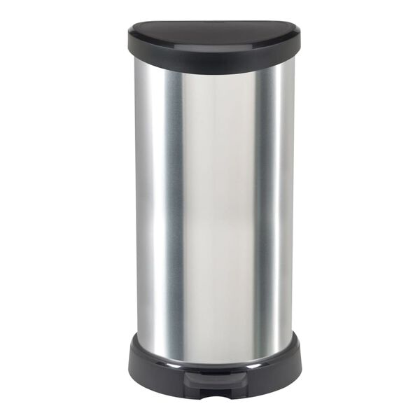Curver Pedal Bin Deco D-Shape 40L Silver
