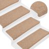 vidaXL Stair Mats Self-adhesive 15 pcs 65x24,5x3,5 cm Beige