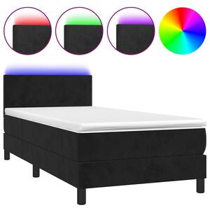 vidaXL Box Spring Bed with Mattress&LED Black 80x200cm Velvet
