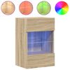 vidaXL Wall Cabinets with LED Lights for TV 2 pcs Sonoma Oak 40x30x60.5 cm