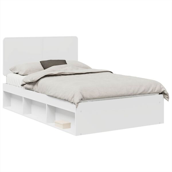 vidaXL Bed Frame with Headboard White 135 x 190 cm Solid Pine Wood