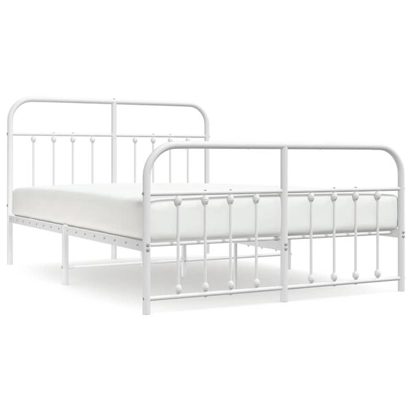 vidaXL Metal Bed Frame without Mattress with Footboard White 140x190cm