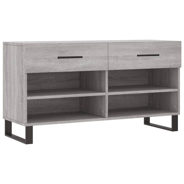 vidaXL Shoe Bench Grey Sonoma 102x35x55 cm Engineered Wood