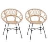 vidaXL Dining Chair 2 pcs Natural 65 x 55.5 x 81 cm Rattan and Iron