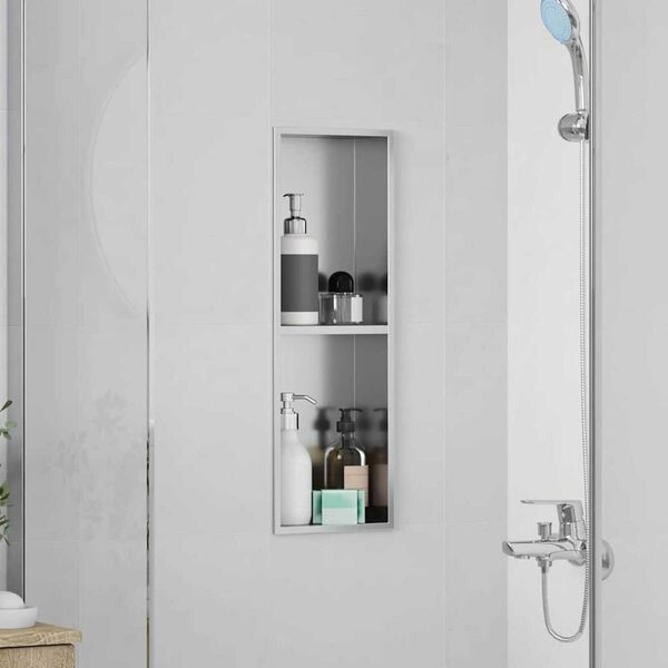 vidaXL Shower Niche Silver 60 x 20 x 9.5 cm Stainless Steel