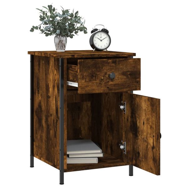vidaXL Bedside Cabinet Smoked Oak 40x42x60 cm Engineered Wood