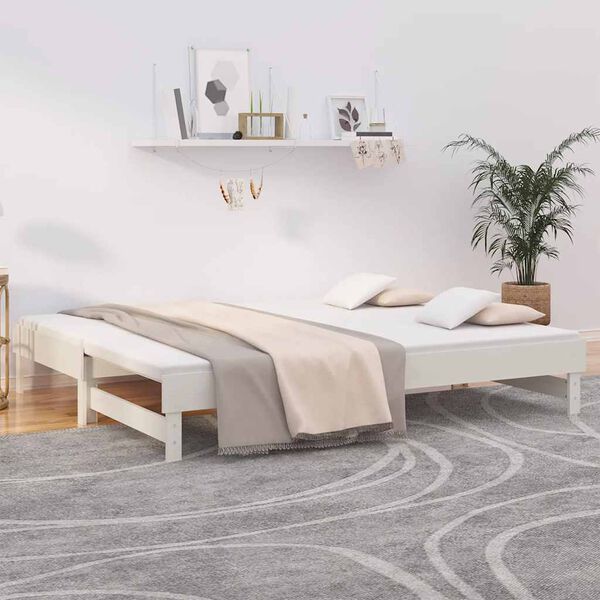 vidaXL Pull-out Day Bed without Mattress White 2x(80x200) cm