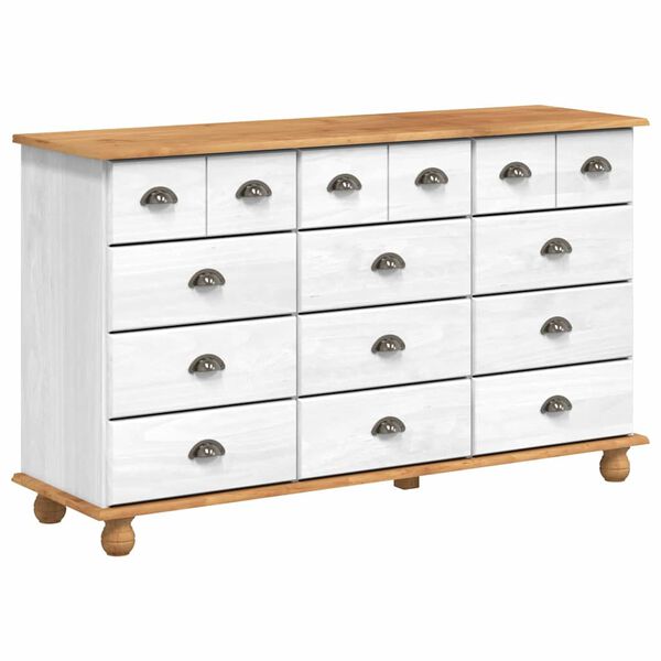 vidaXL Chest of Drawer ASKIM White 79 x 40 x 133.5 cm Solid Pine wood