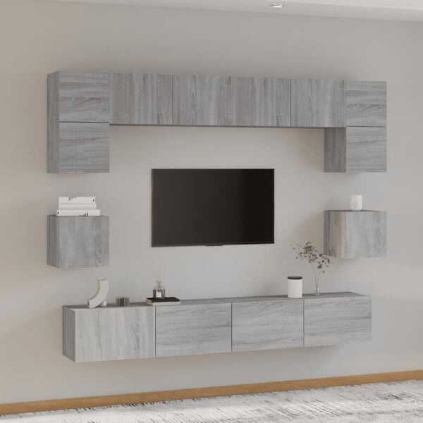vidaXL 8 Piece TV Cabinet Set Grey Sonoma Engineered Wood