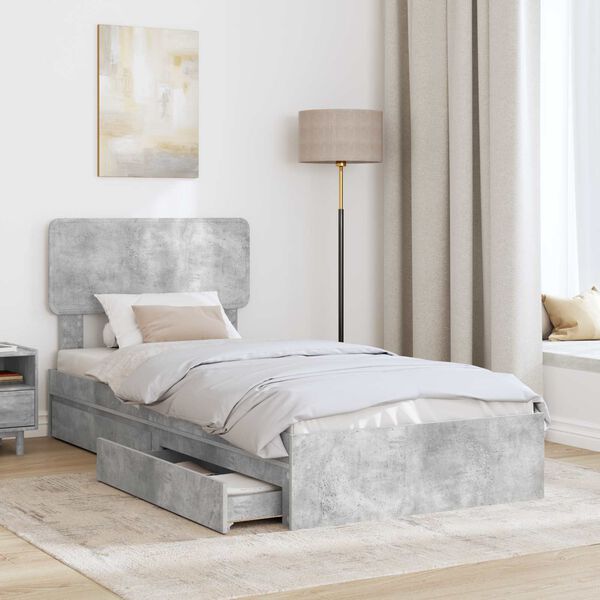 vidaXL Storage Bed Concrete Grey 90 x 200 cm Engineered Wood
