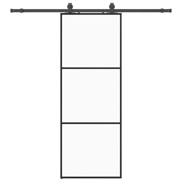 vidaXL Sliding Door with Hardware Set Black 76x205 cm ESG Glass