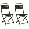 vidaXL Garden Folding Chair Folding 2 pcs Green 55 x 56.5 x 91cm Steel