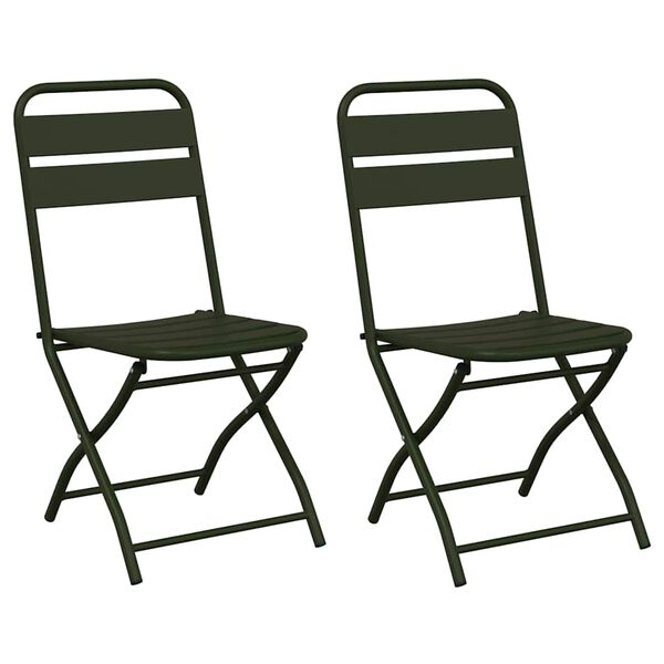 vidaXL Garden Folding Chair Folding 2 pcs Green 55 x 56.5 x 91cm Steel