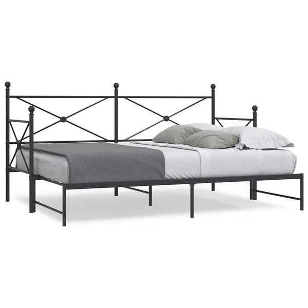 vidaXL Daybed with Trundle without Mattress Black 80x200 cm Steel