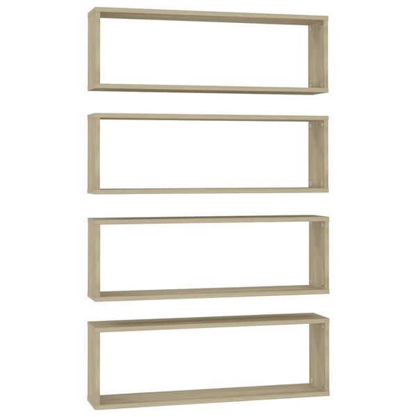 vidaXL Wall Cube Shelf 4 pcs Sonoma Oak 80x15x26.5 cm Engineered Wood